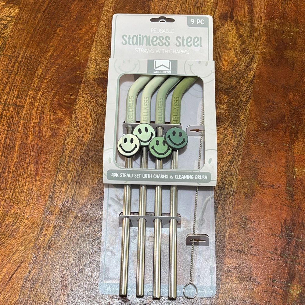 Reusable Stainless Steel Straws with Charms